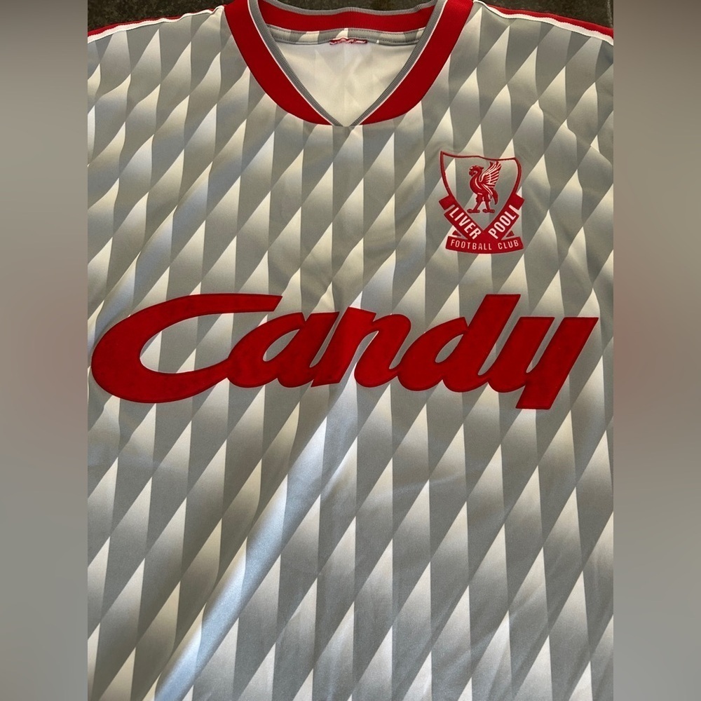 1990 Gray and Red Candy Liverpool FC Jersey - Picture 4 of 5